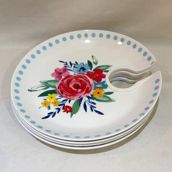 Set of 4 Pioneer Woman Plastic Mingling Board Hors d'oeuvre Appetizer Plate - Picture 1 of 5